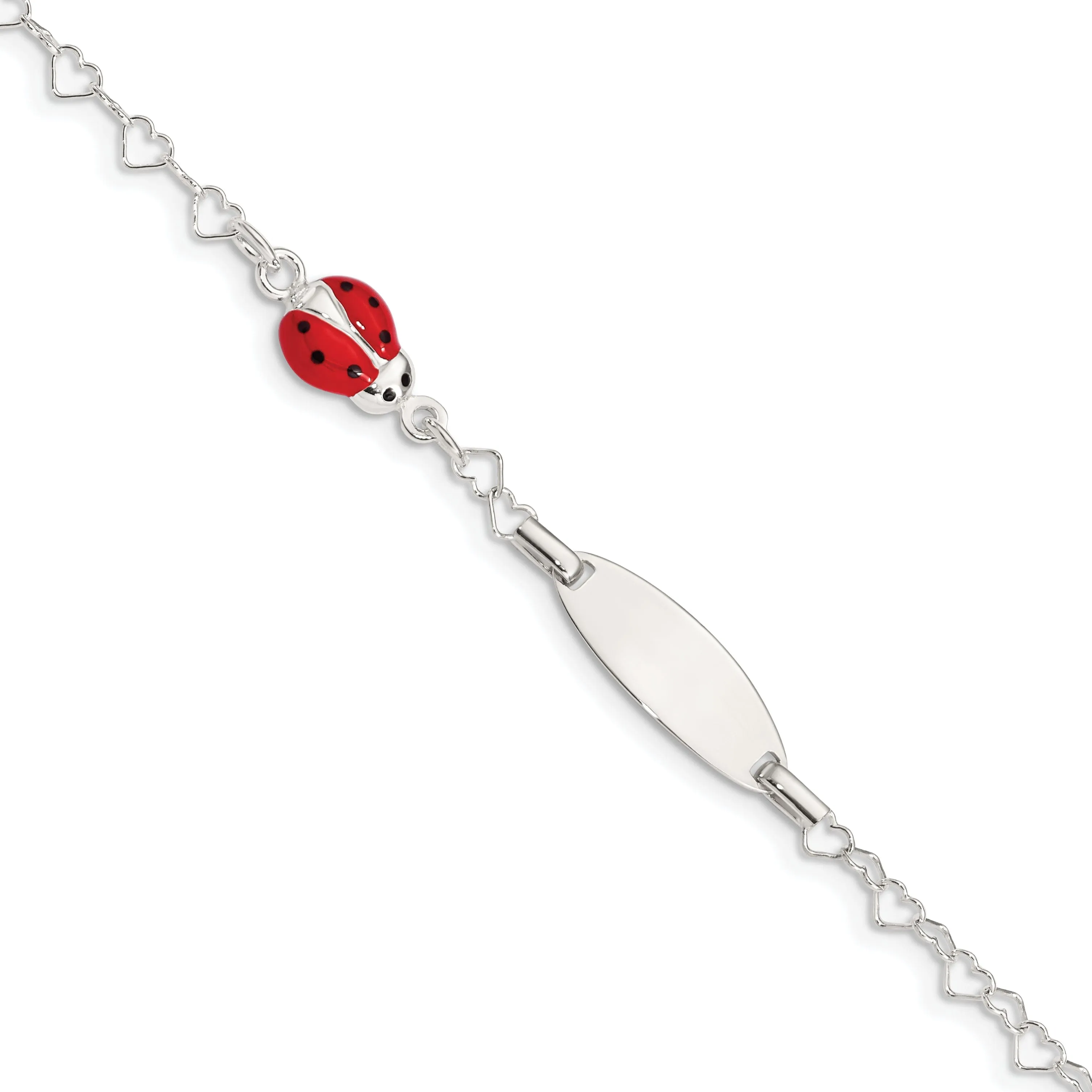 Silver Lady Bug Baby Engraveable ID Bracelet