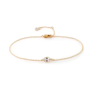 Single Stone Bezel Set White Topaz Bracelet