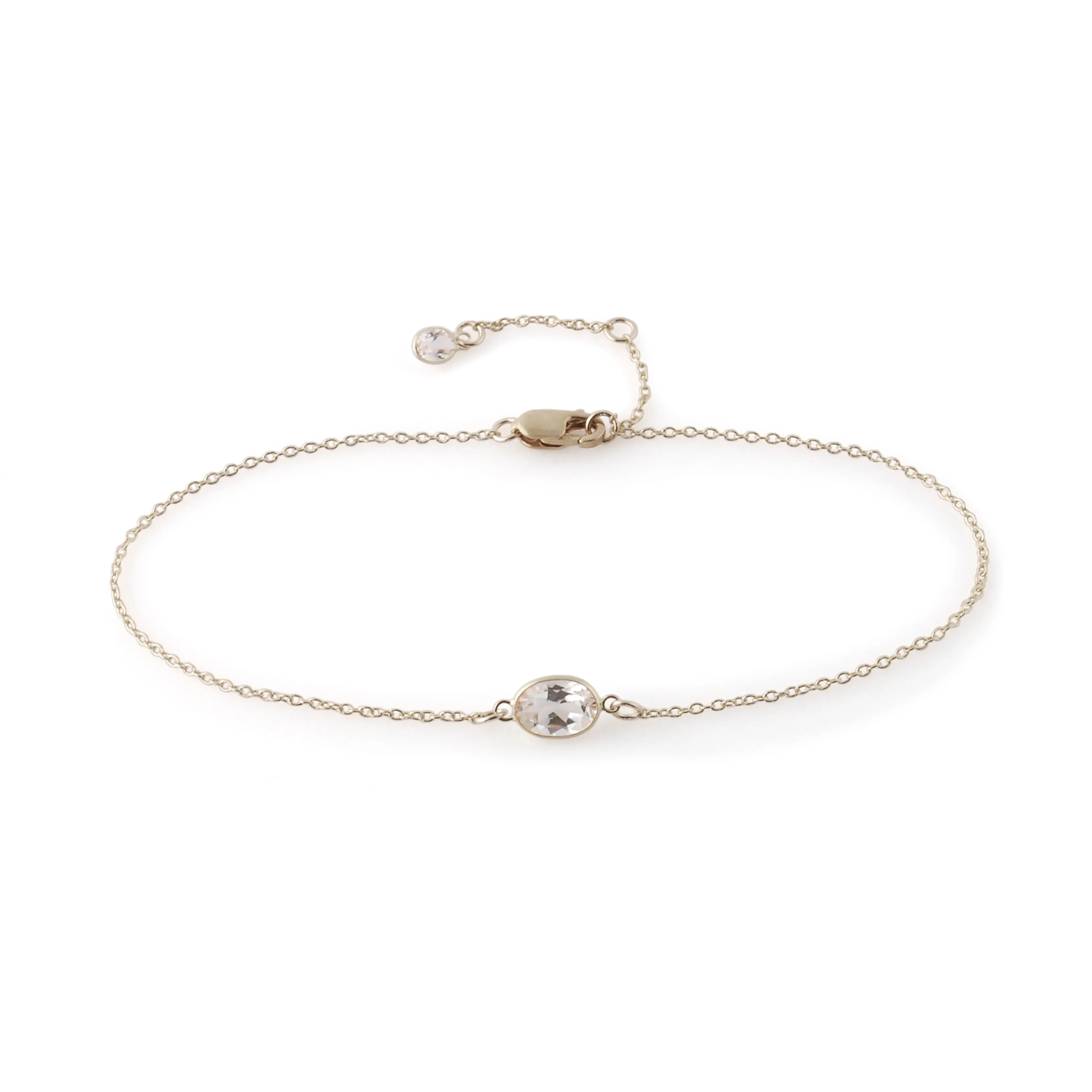 Single Stone Bezel Set White Topaz Bracelet