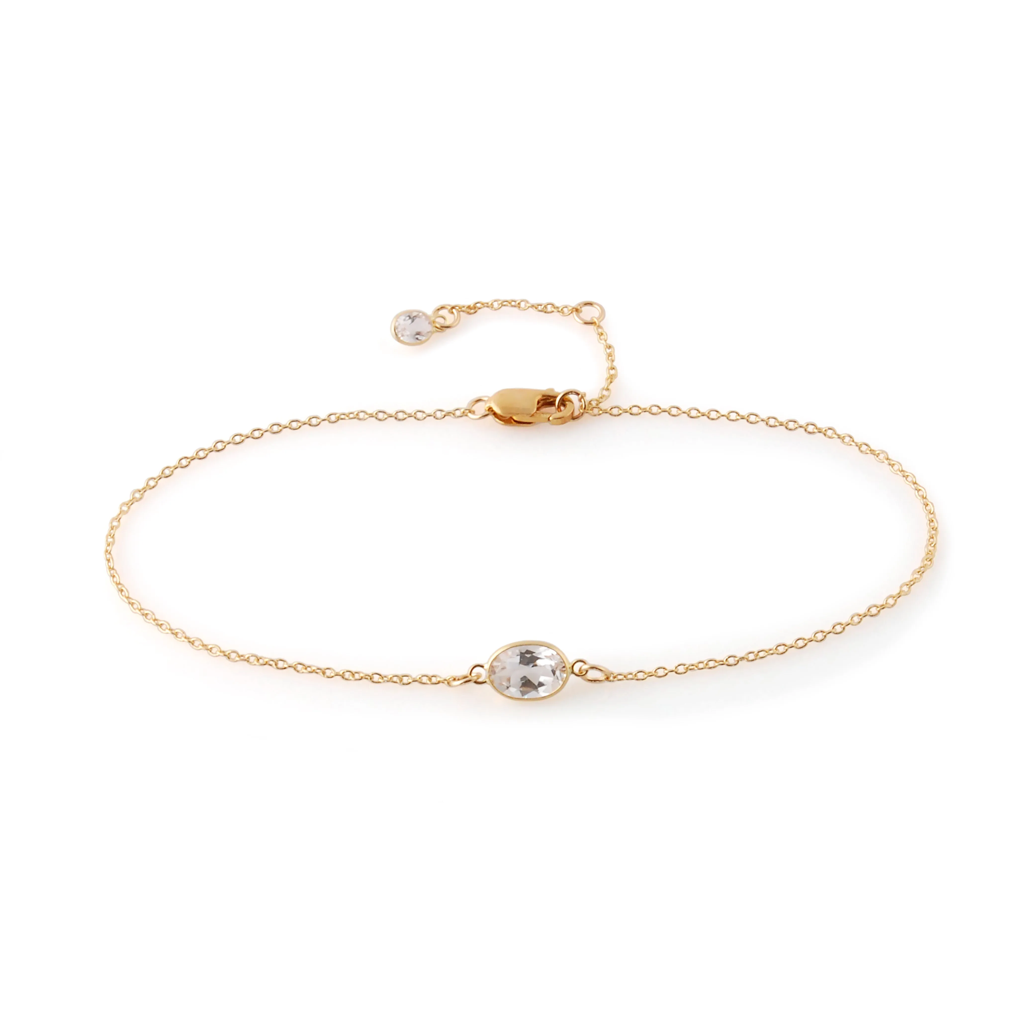 Single Stone Bezel Set White Topaz Bracelet