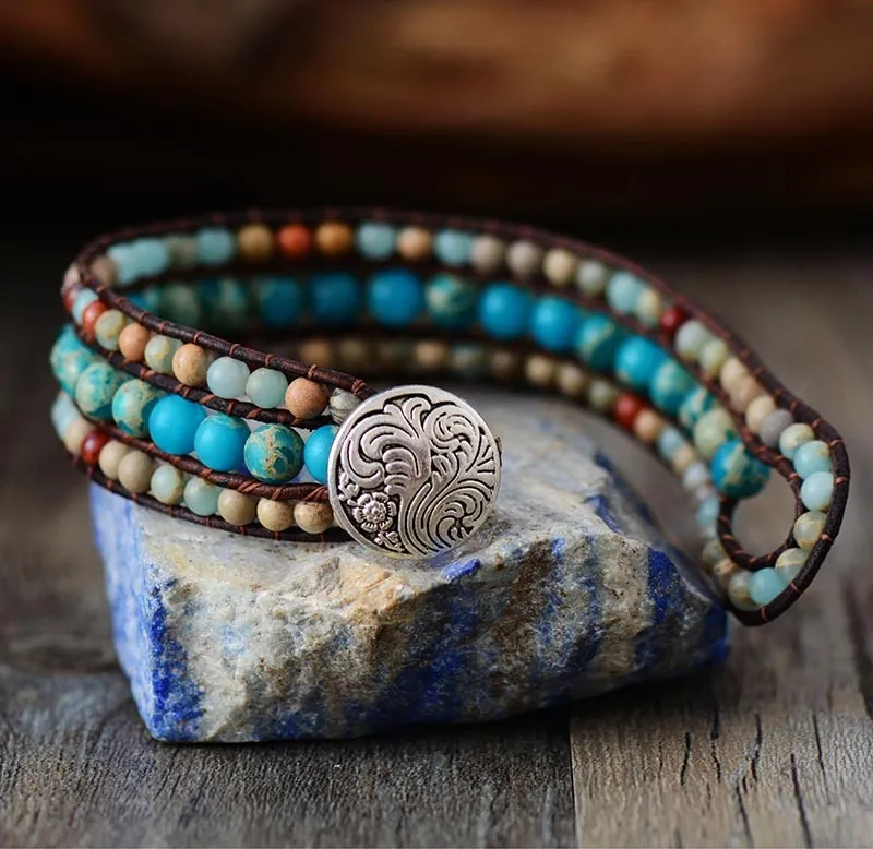 Soft Faux Leather Beaded Bracelet