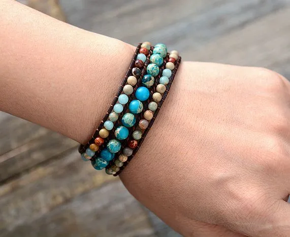Soft Faux Leather Beaded Bracelet