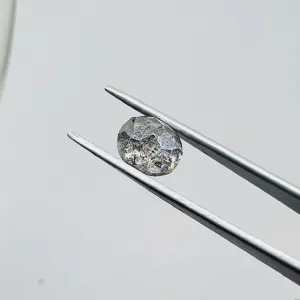 Soft Oval Rose Cut Salt and Pepper Diamond