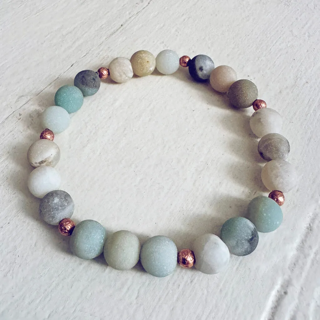 soothe // amazonite and copper mala bead bracelet