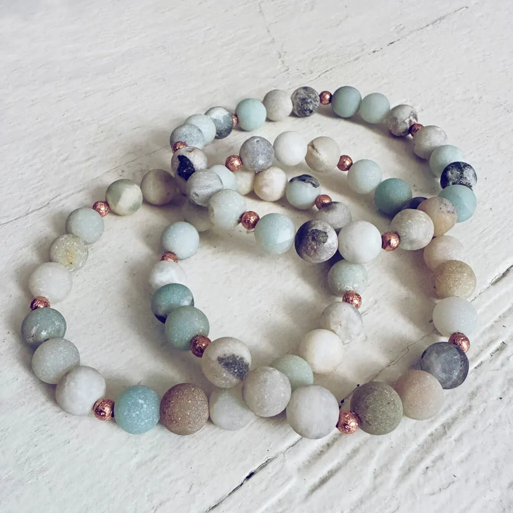 soothe // amazonite and copper mala bead bracelet