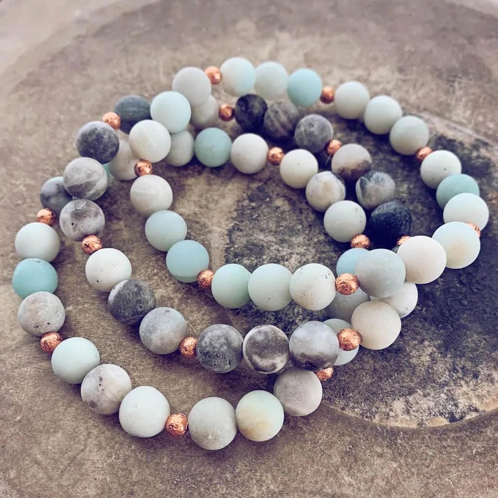 soothe // amazonite and copper mala bead bracelet