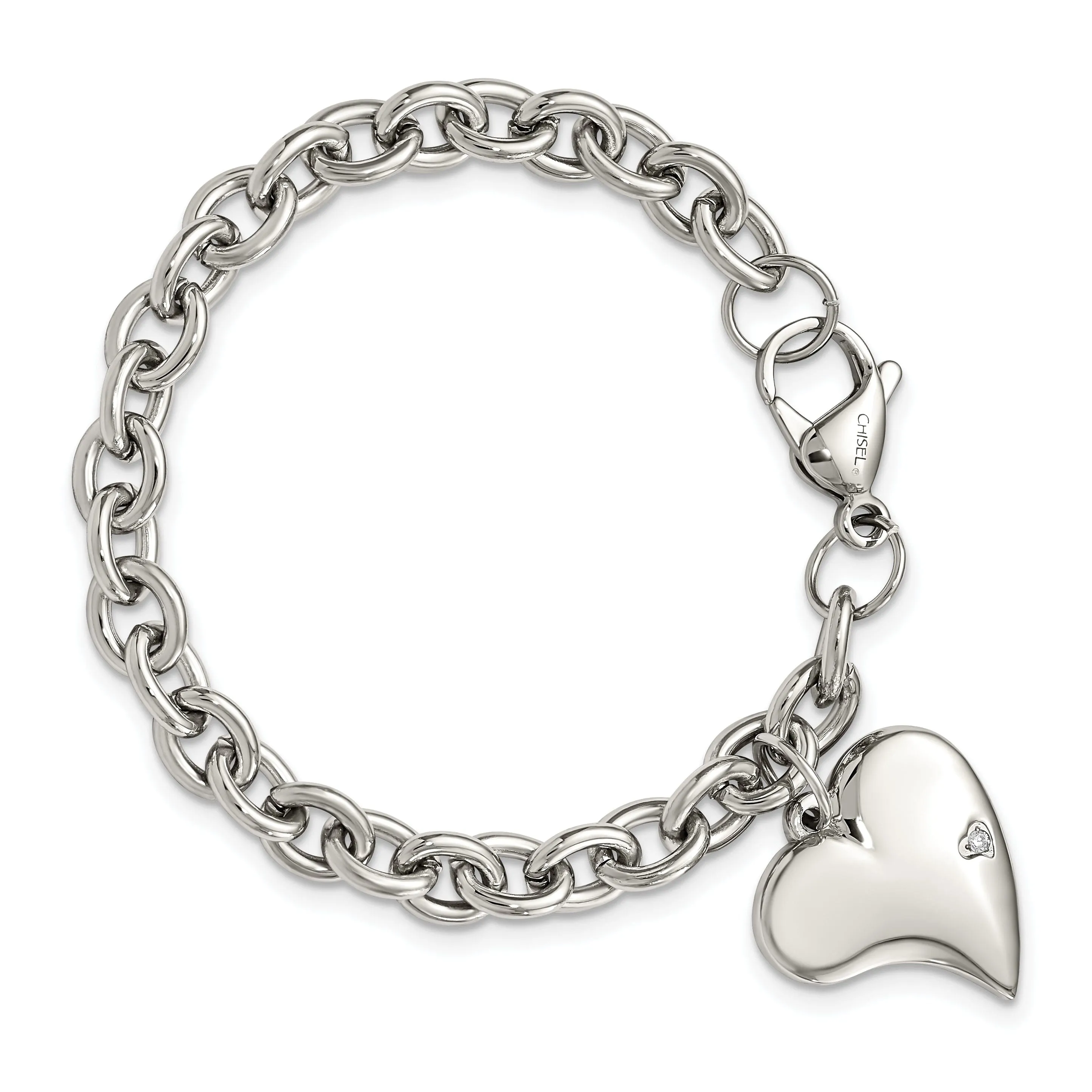 Stainless Steel Heart Charm Fancy Bracelet