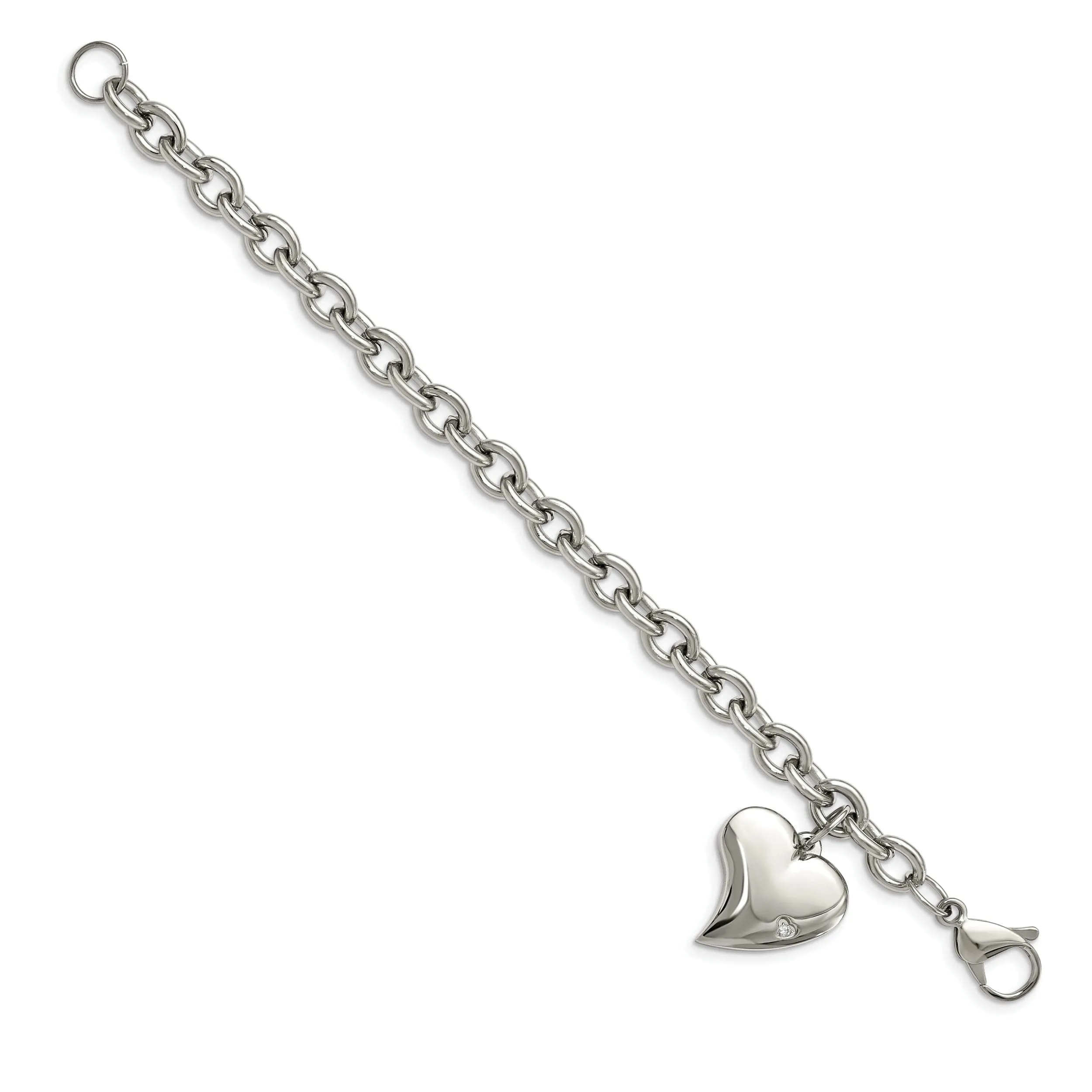 Stainless Steel Heart Charm Fancy Bracelet