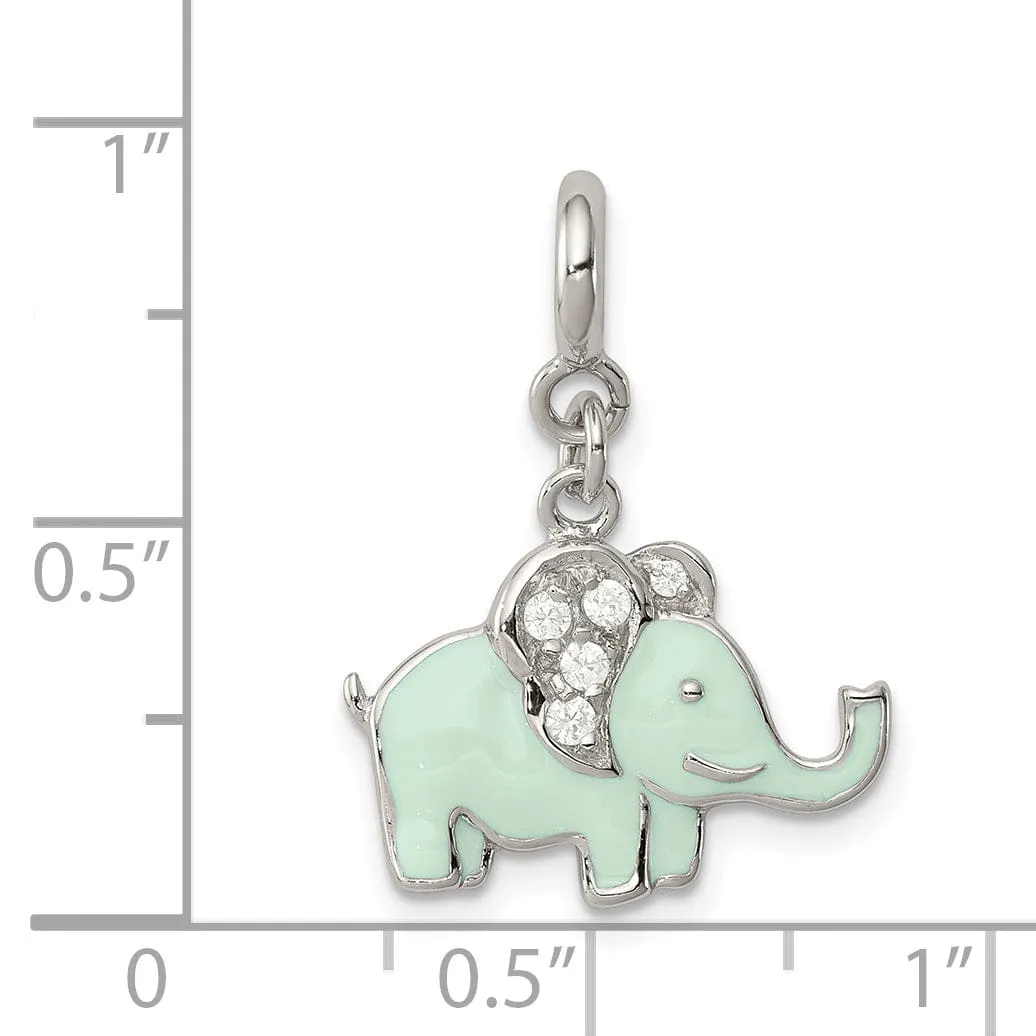 Sterling Silver Blue Enameled Elephant Charm
