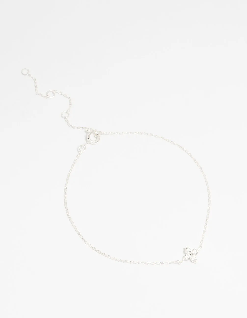 Sterling Silver Cubic Zirconia Micro Flower Bracelet