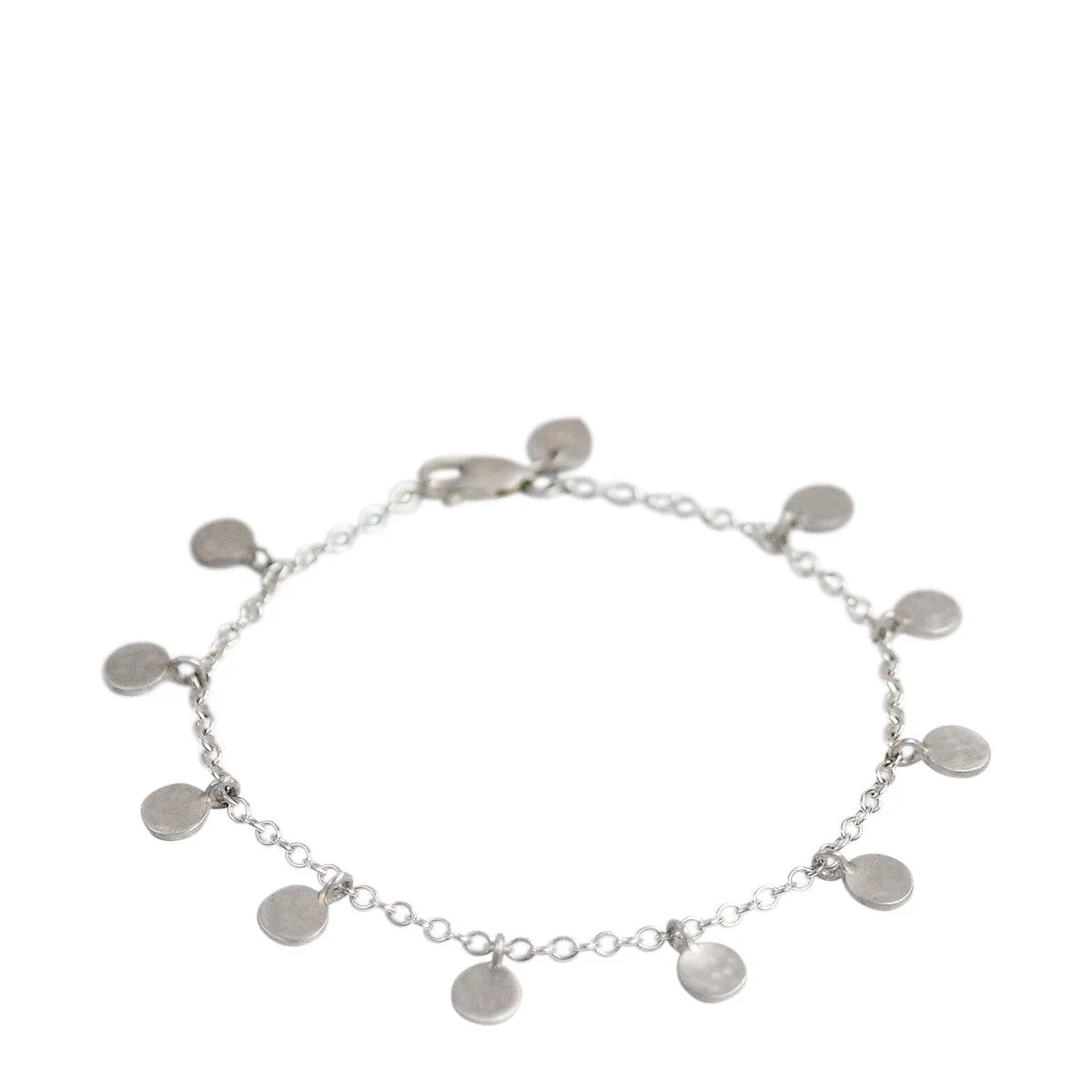 Sterling Silver Hammered Disc Bracelet