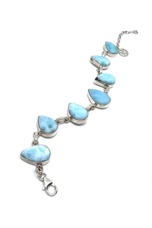 Sterling Silver Larimar Tear Drop Link Bracelet