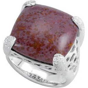 Sterling Silver Red Ocean Jasper Ring, Size 7