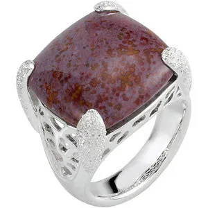 Sterling Silver Red Ocean Jasper Ring, Size 7