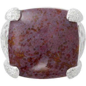 Sterling Silver Red Ocean Jasper Ring, Size 7