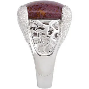 Sterling Silver Red Ocean Jasper Ring, Size 7