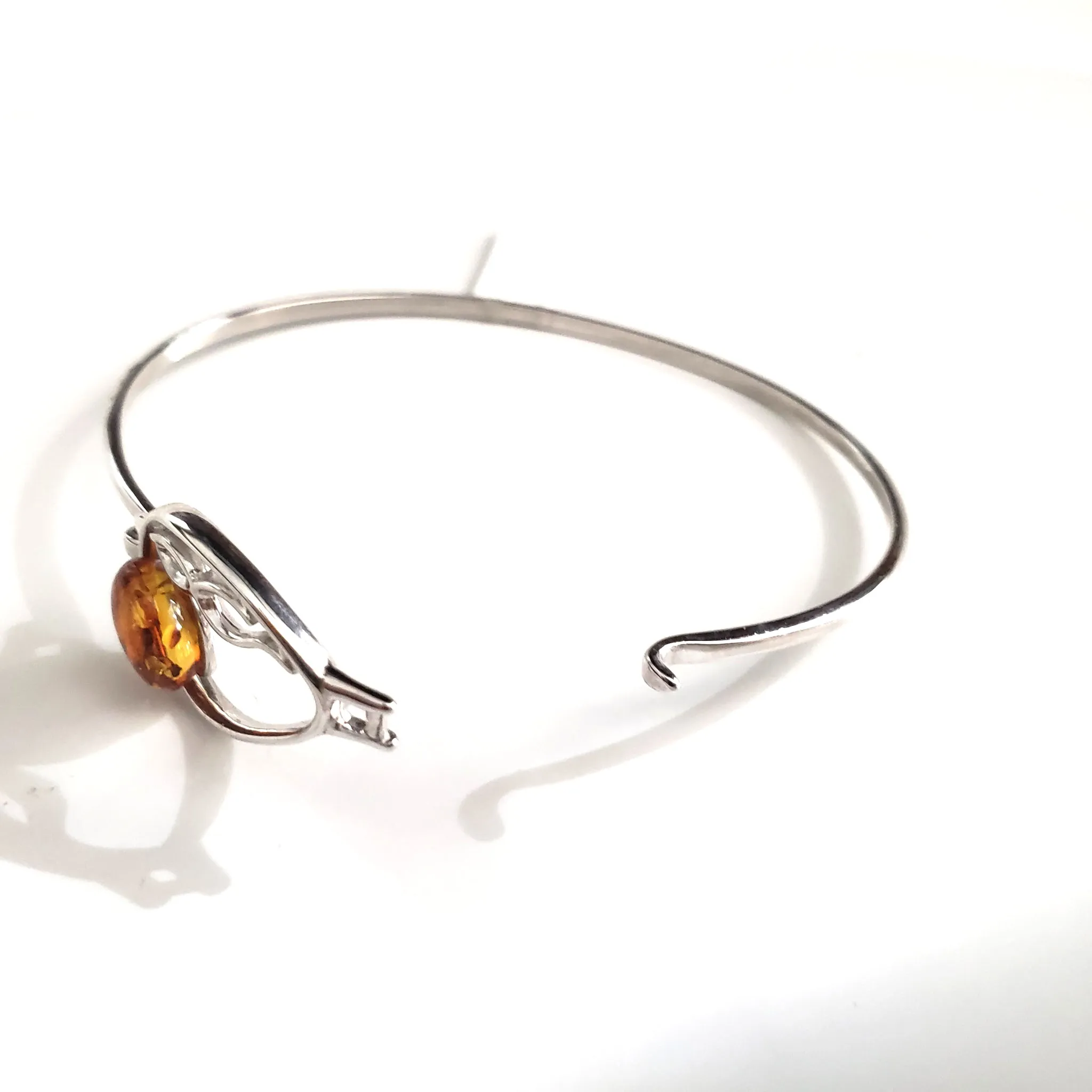 Sterling Silver with Natural Amber Buckle Bracelet