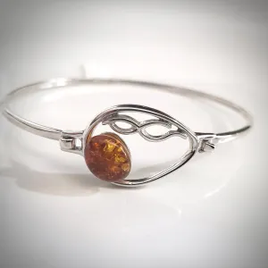 Sterling Silver with Natural Amber Buckle Bracelet