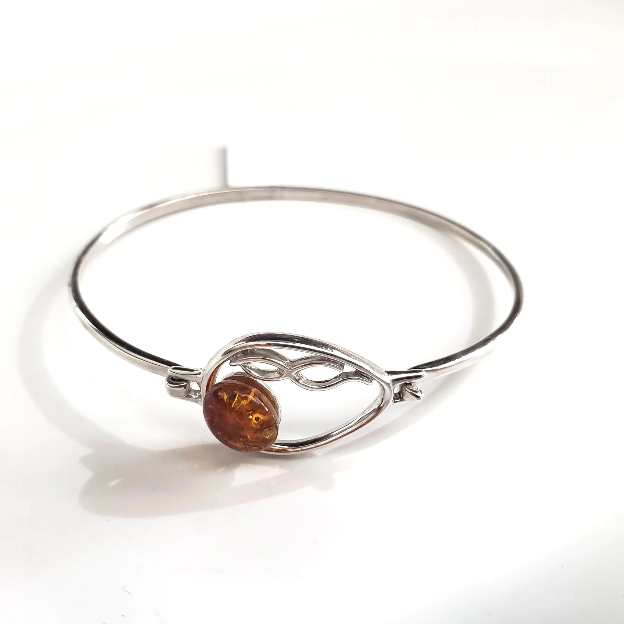 Sterling Silver with Natural Amber Buckle Bracelet