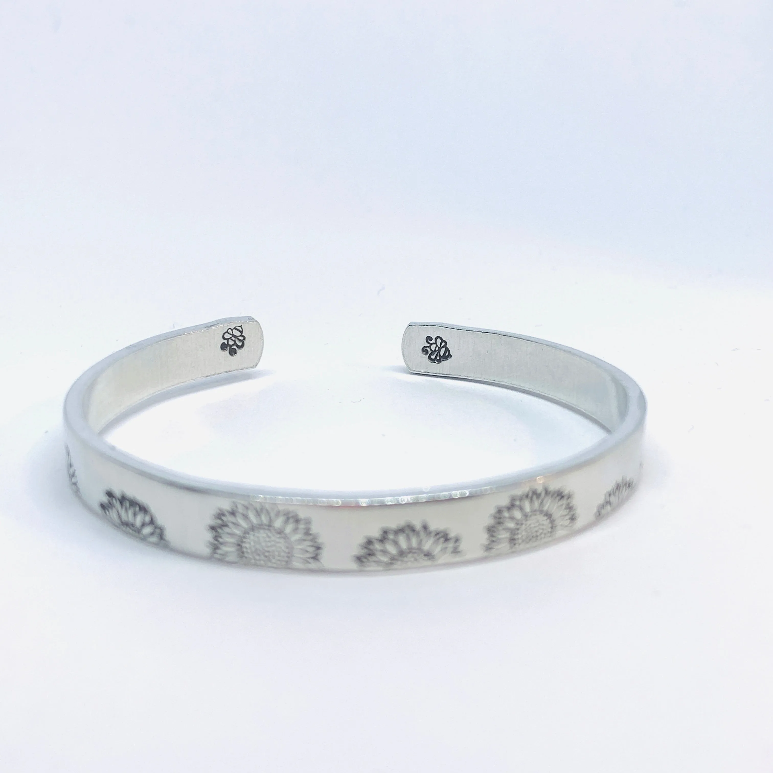 Sunflowers (Stacking Pair) - Hand Stamped Cuff Bracelet