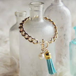 Tassel & Chain Bracelet in Mint
