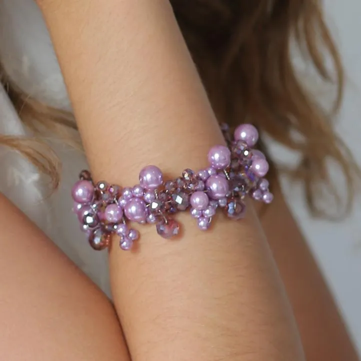 The Lilac In Name Crystal & Pearl Designer Bracelet