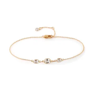 Three Stone Bezel Set White Topaz Bracelet