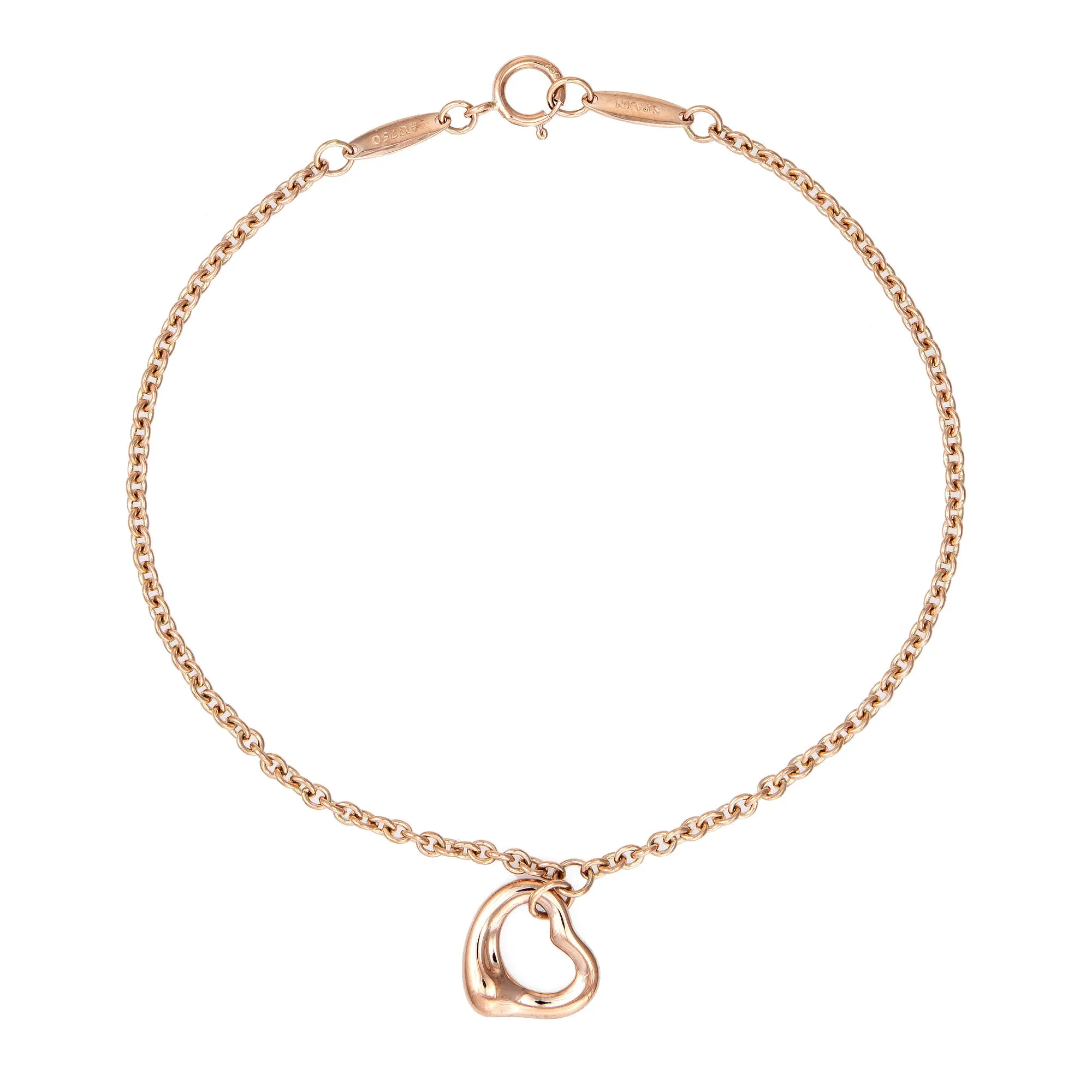 Tiffany & Co 11mm Open Heart Bracelet 18k Rose Gold Estate Fine Jewelry Peretti