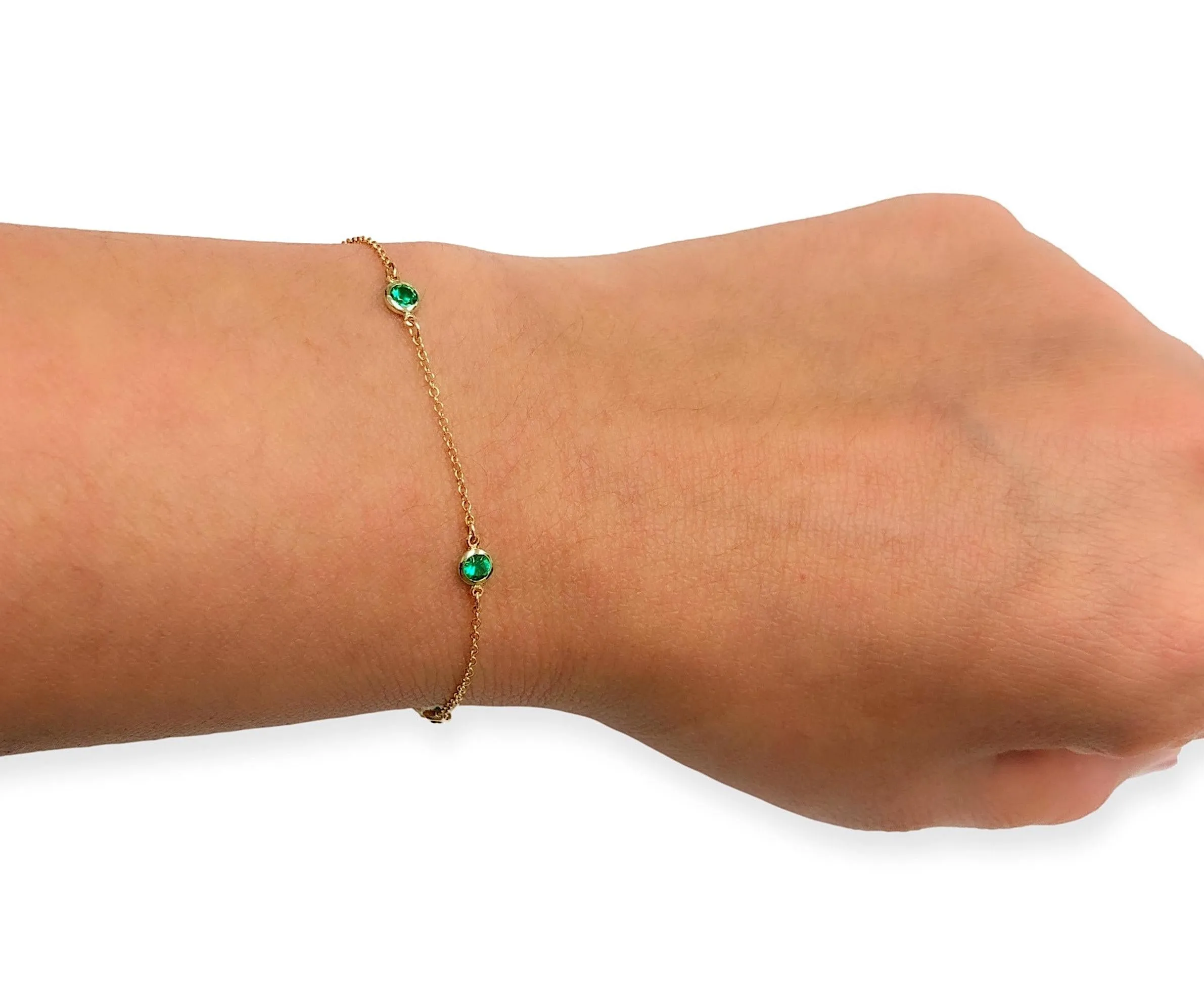 Tiffany & Co. 18K Yellow Gold Elsa Peretti Color by the Yard Emerald Bracelet 7"