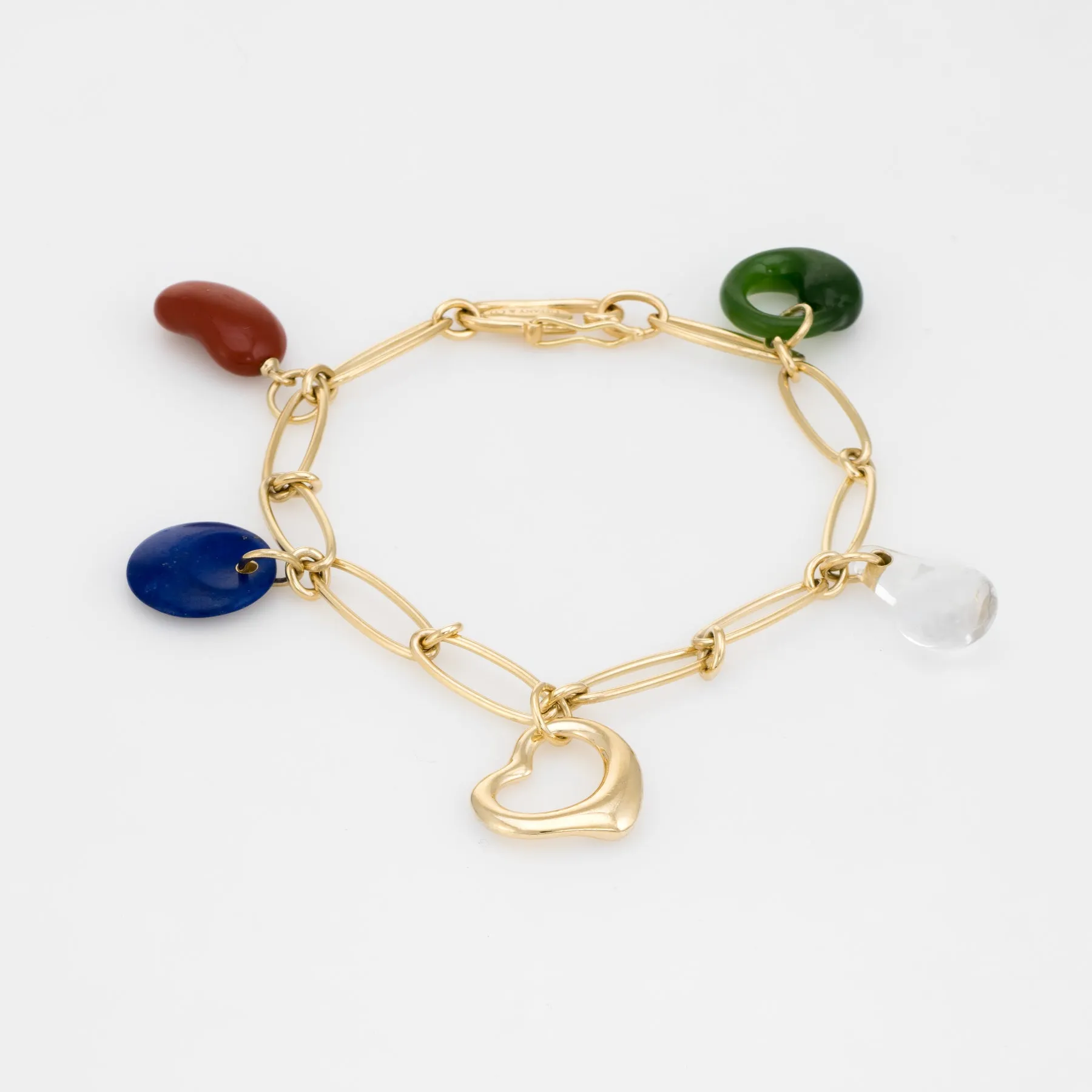 Tiffany & Co Elsa Peretti 5 Charm Bracelet 18k Yellow Gold Estate Fine Jewelry