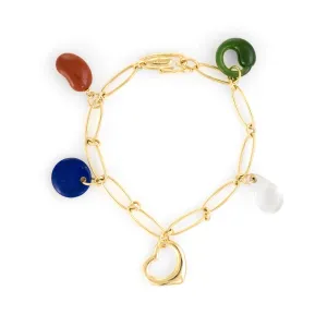 Tiffany & Co Elsa Peretti 5 Charm Bracelet 18k Yellow Gold Estate Fine Jewelry