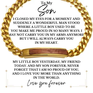 To My Son Golden/Steel Bubinga Bracelet