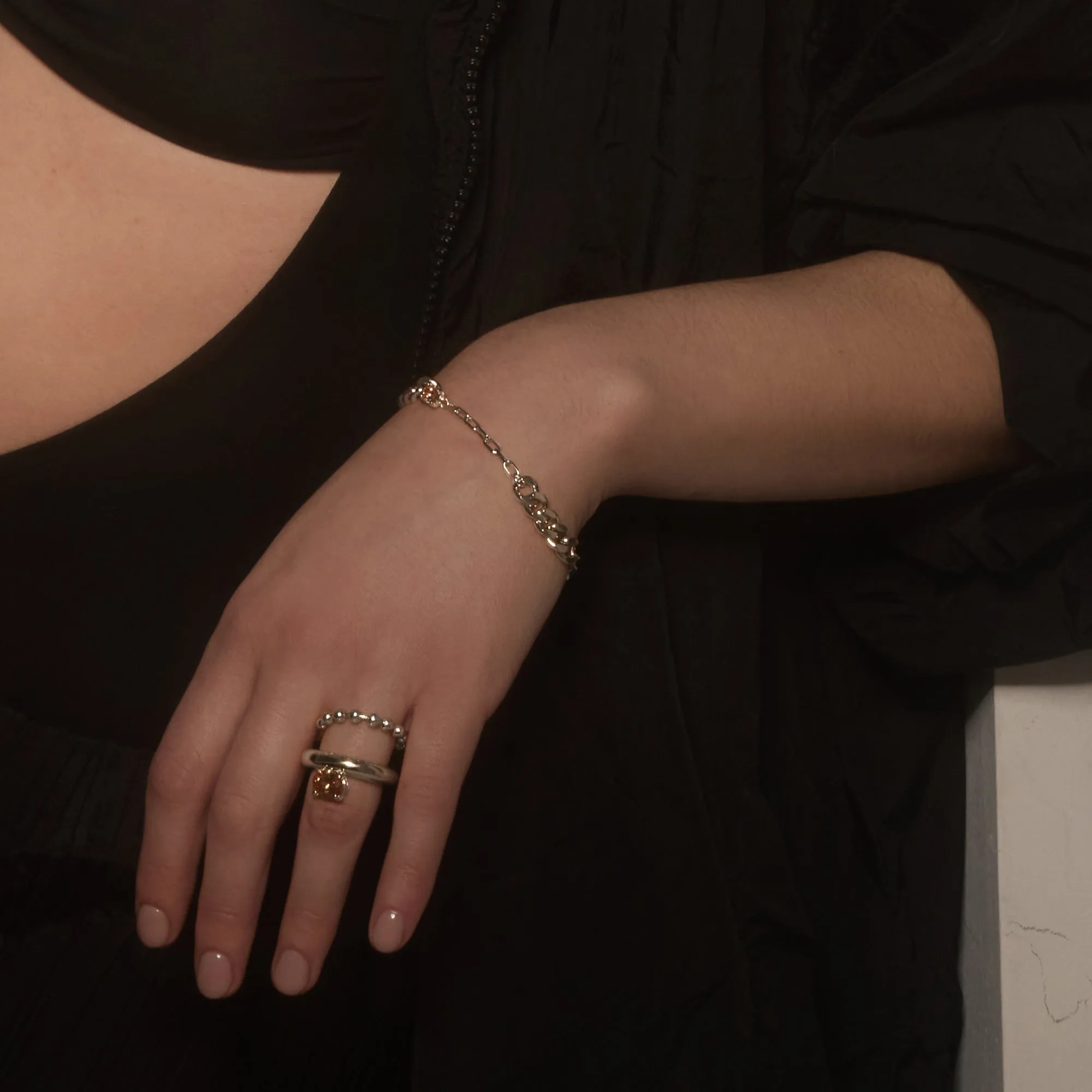 Trace Bracelet with Zircon in Silver