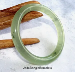 Translucent Green Classic Round Chinese Jade Bangle Bracelet 56 mm (JBB3331)
