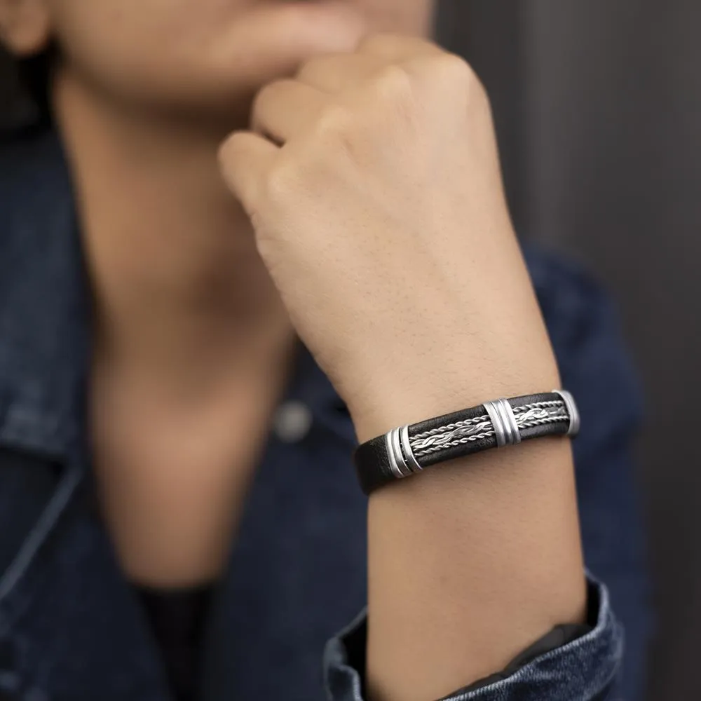 Trendy artificial leather copper strip bracelet for Women & Men