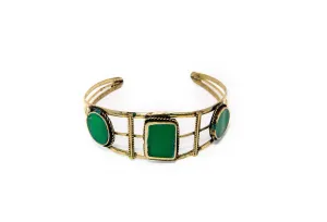 Turkish Silver Bracelet With Green Stones