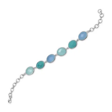 Turquoise and Chalcedony Necklace & Bracelet Set