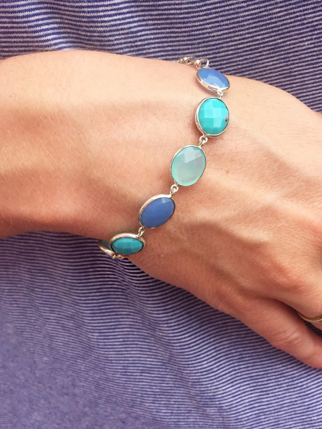 Turquoise and Chalcedony Necklace & Bracelet Set