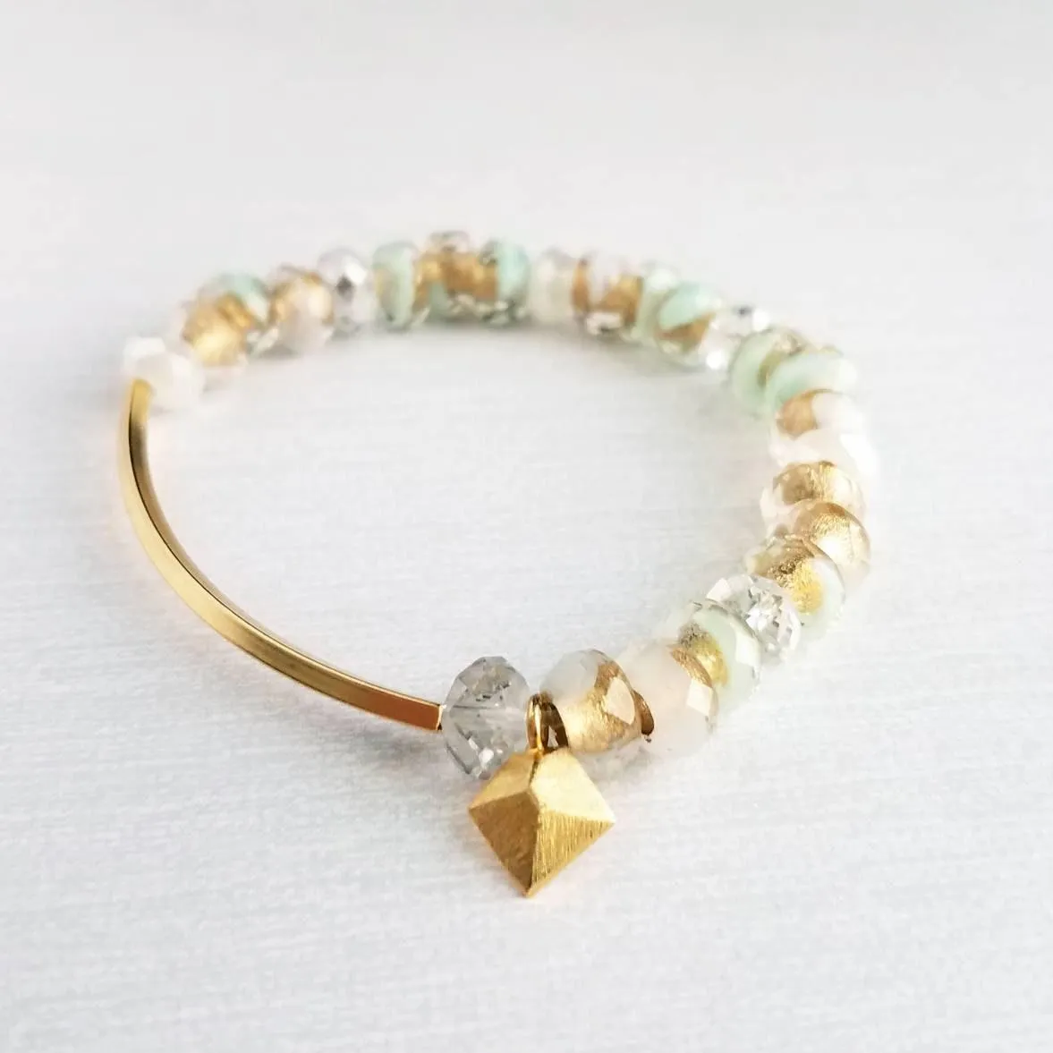 Turquoise Stone Bracelet Set, African Turquoise bracelet, blue green bracelet, matte stone bracelet, elastic gemstone bracelet, chunky bead
