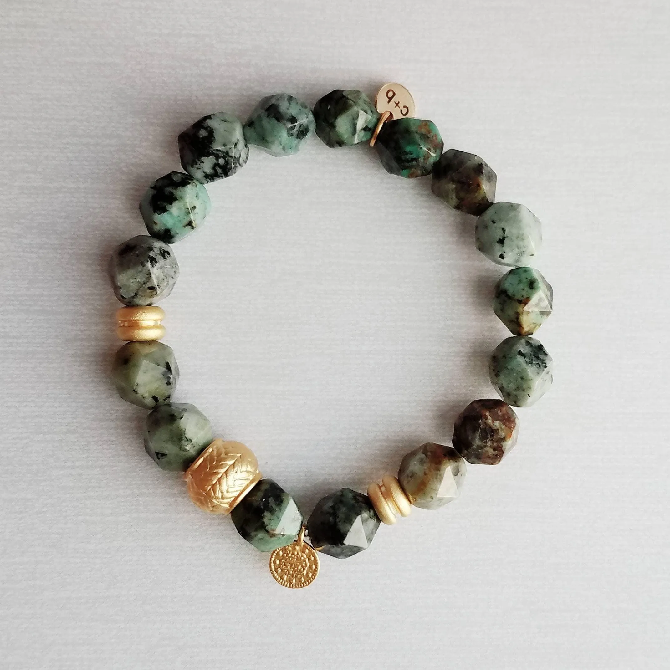 Turquoise Stone Bracelet Set, African Turquoise bracelet, blue green bracelet, matte stone bracelet, elastic gemstone bracelet, chunky bead