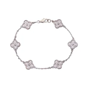 Van Cleef & Arpels 18K White Gold Sweet Alhambra Diamond Bracelet 6 Motif