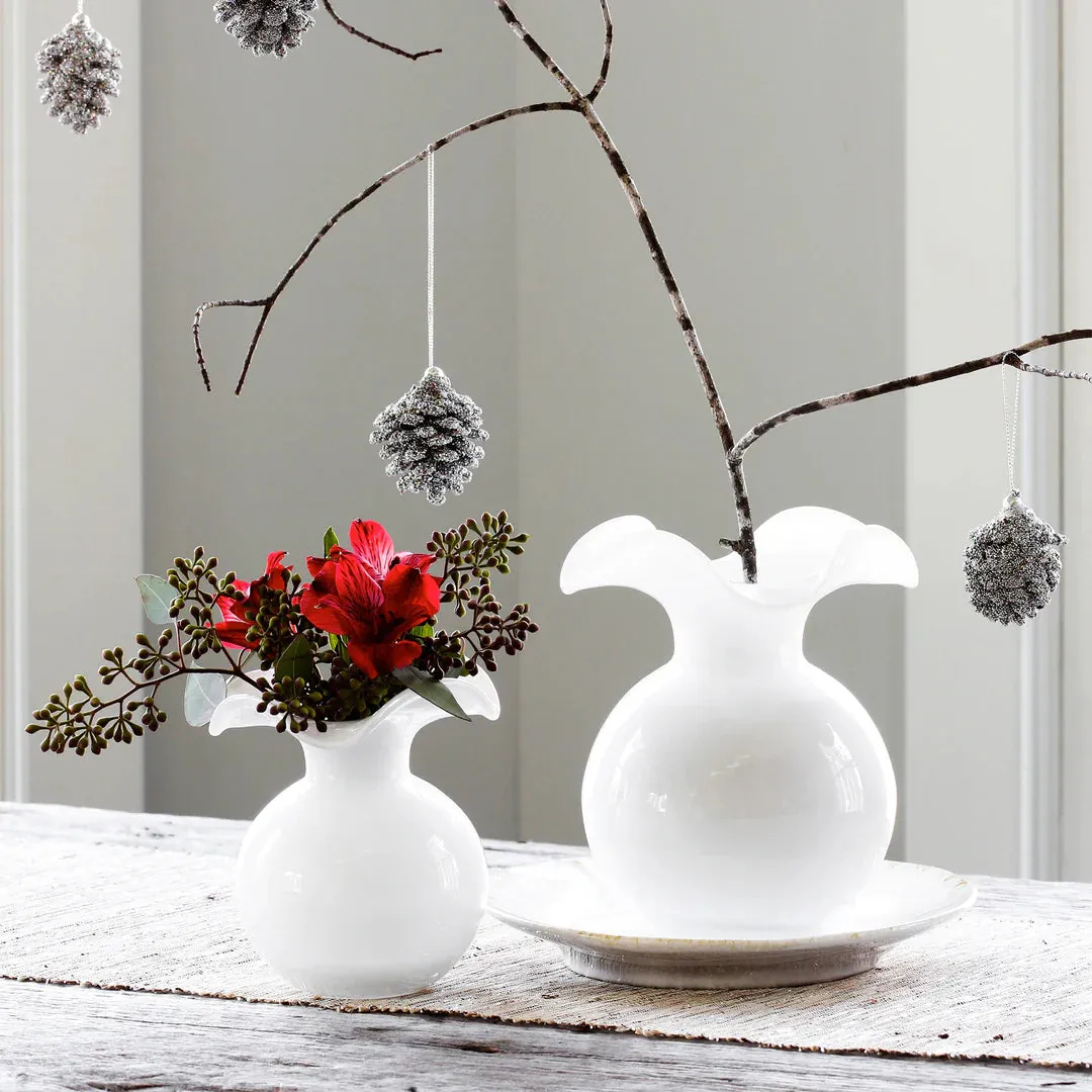 Vietri Hibiscus Glass White Bud Vase