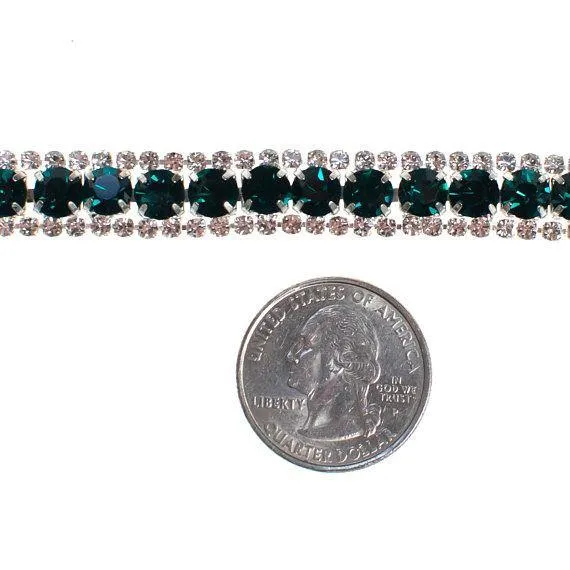 Vintage Art Deco Emerald and Clear Diamante Rhinestone Bracelet