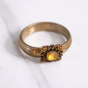 Vintage Coro Gold Expansion Bracelet with Amber Rhinestones