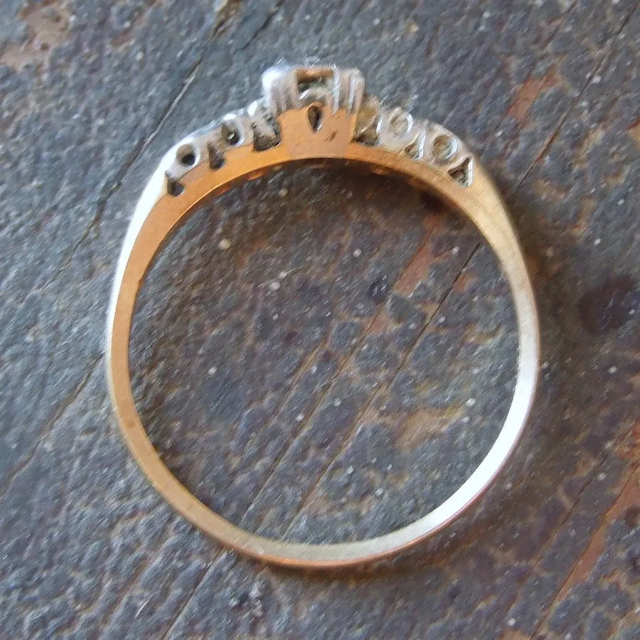 Vintage Petite Diamond Engagement Ring in White Gold and Platinum