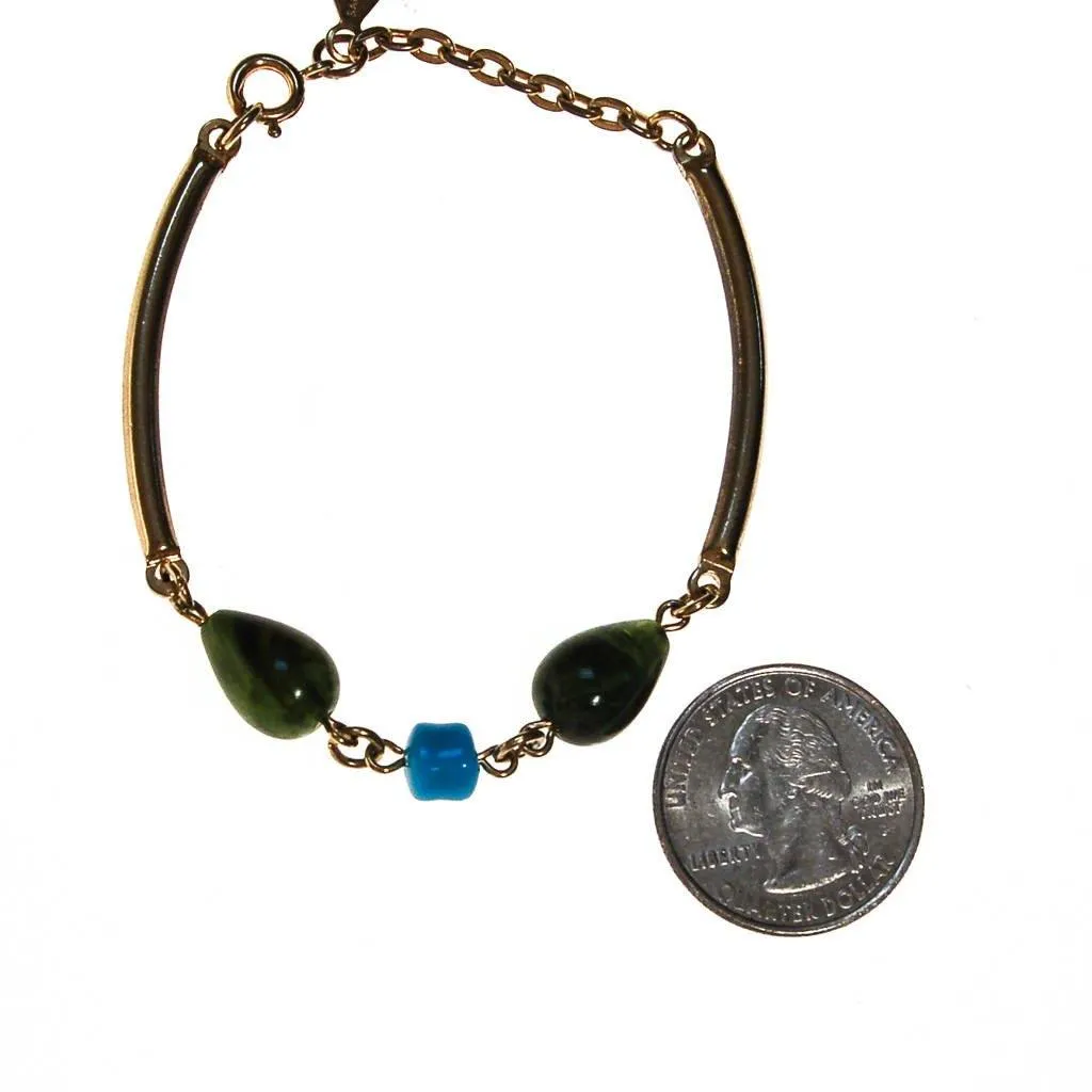 Vintage Sarah Coventry Bracelet with Turquoise Blue, and Green Beads