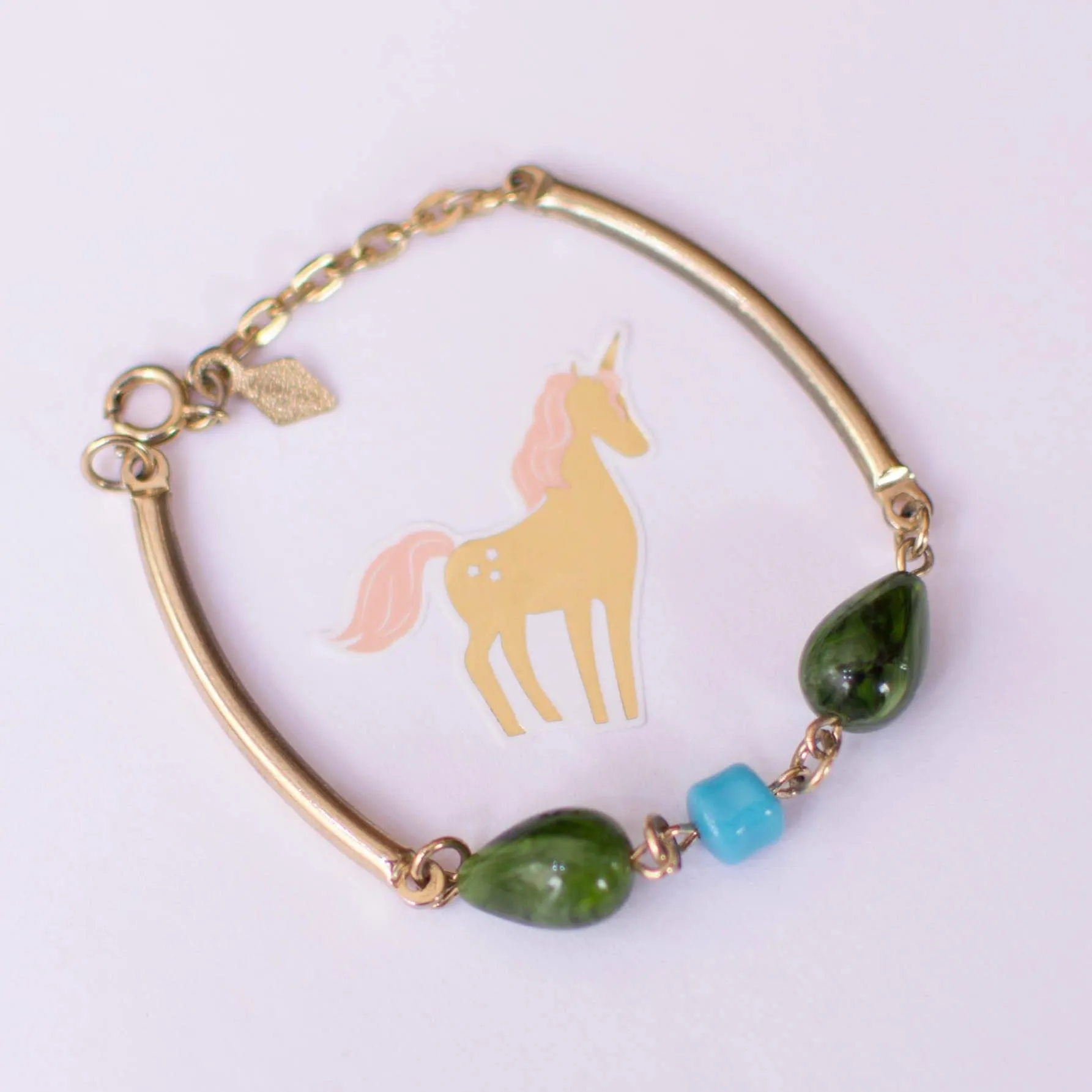 Vintage Sarah Coventry Bracelet with Turquoise Blue, and Green Beads