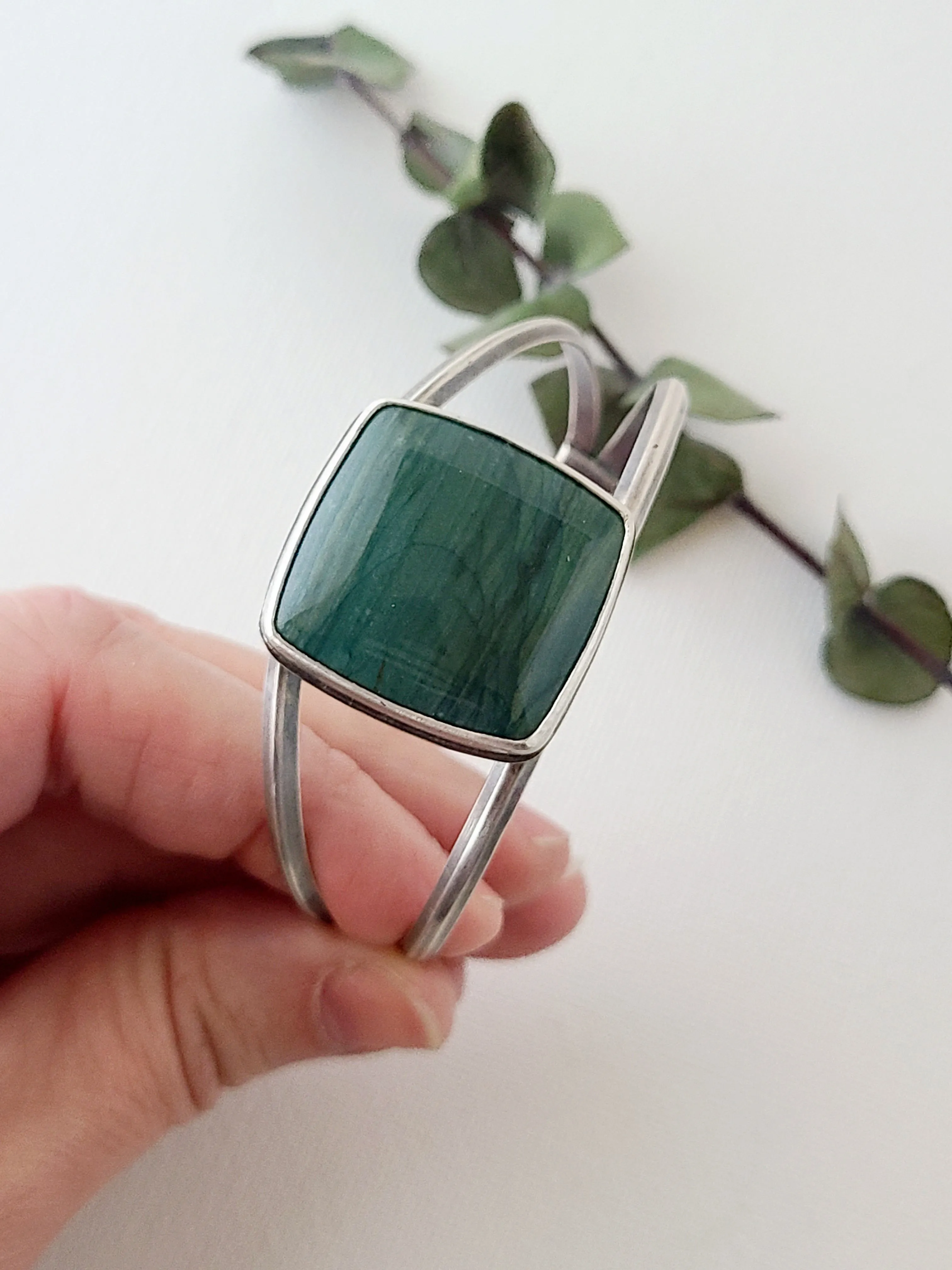Wave Cuff Bracelet-teal jasper