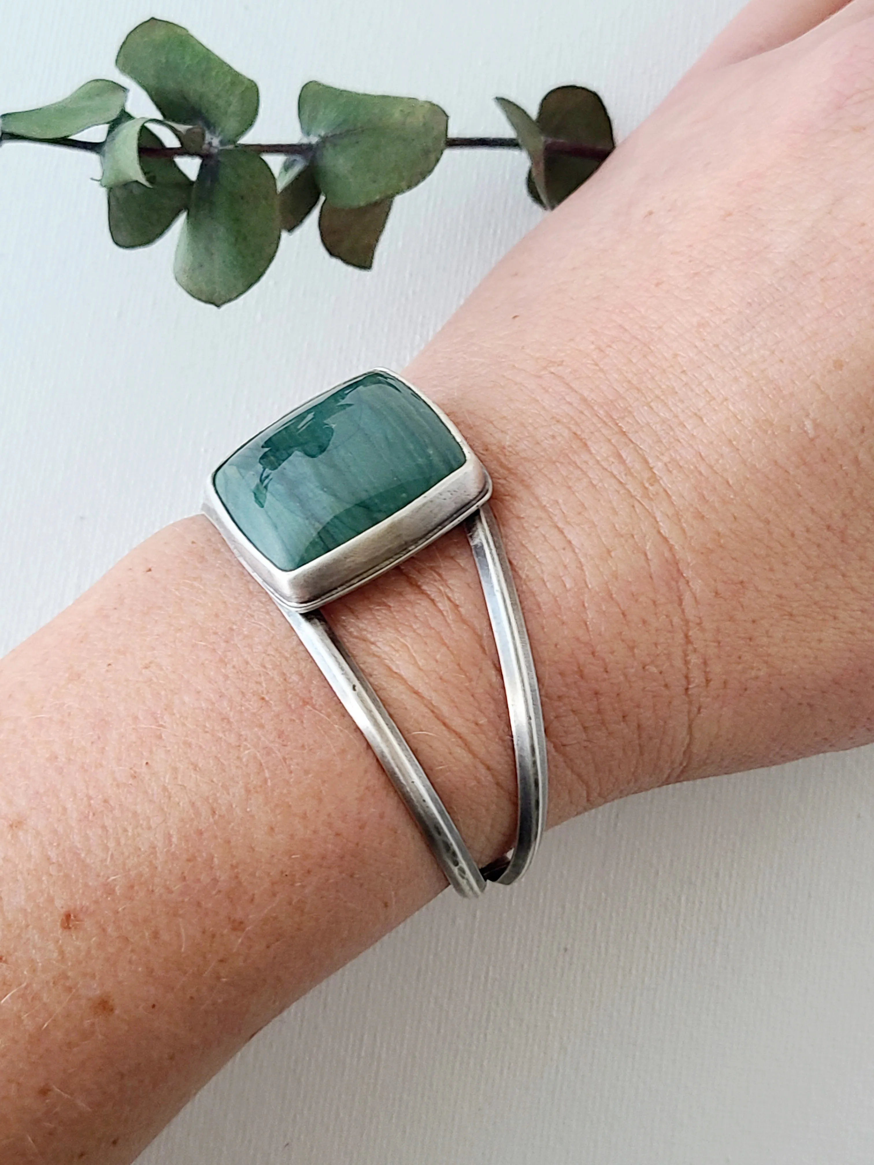Wave Cuff Bracelet-teal jasper