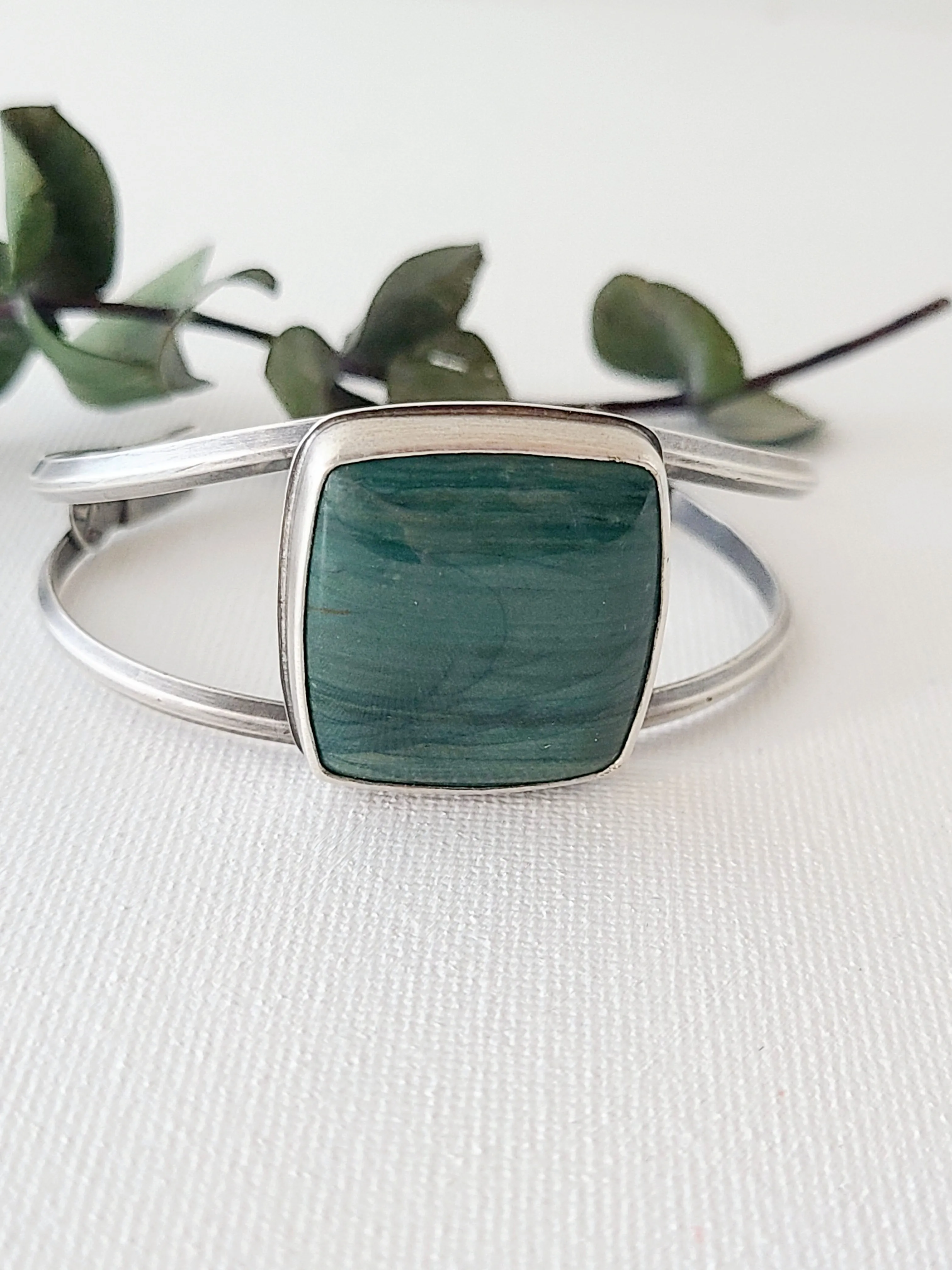 Wave Cuff Bracelet-teal jasper